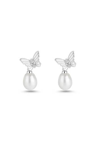 Pure 925 silver pearl wing serenade earrings for women