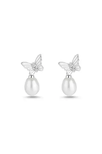 Pure 925 silver pearl wing serenade earrings for women