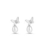 Pure 925 silver pearl wing serenade earrings for women