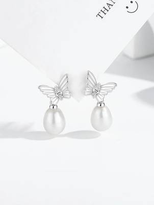 Pure 925 silver pearl wing serenade earrings for women 2