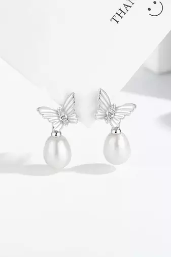 Pure 925 silver pearl wing serenade earrings for women