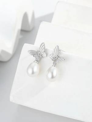 Pure 925 silver pearl wing serenade earrings for women 3