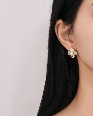 Pure 925 silver pearl blossom sparkle earrings for women 5