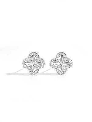 Pure 925 silver petal sparkle stud earrings for women 3