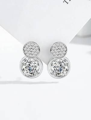 Pure 925 silver double dazzle drops earrings for women 1