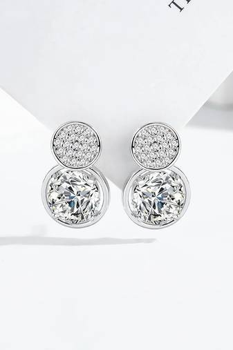Pure 925 silver double dazzle drops earrings for women
