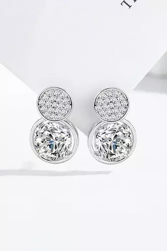 Pure 925 silver double dazzle drops earrings for women