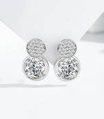 Pure 925 silver double dazzle drops earrings for women