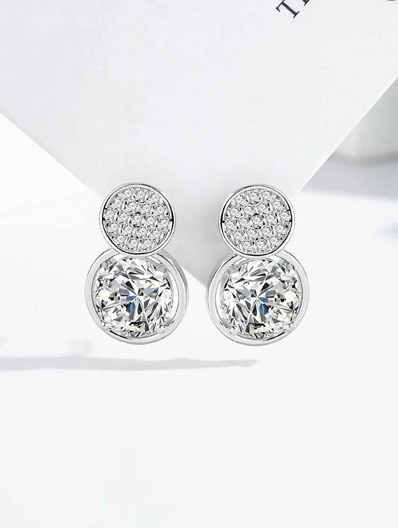 Pure 925 silver double dazzle drops earrings for women