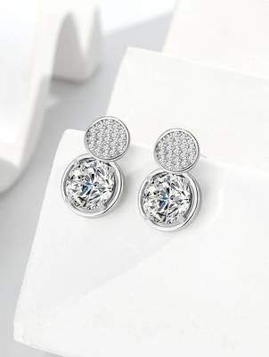 Pure 925 silver double dazzle drops earrings for women 2