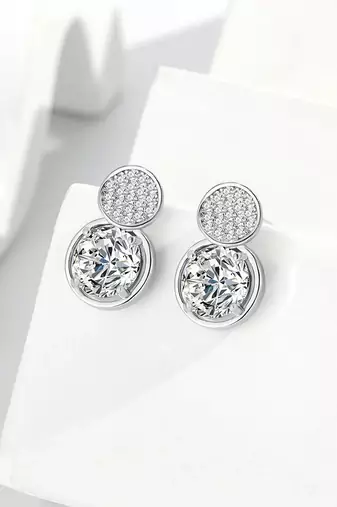 Pure 925 silver double dazzle drops earrings for women