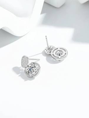 Pure 925 silver double dazzle drops earrings for women 3