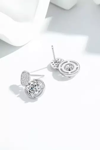 Pure 925 silver double dazzle drops earrings for women