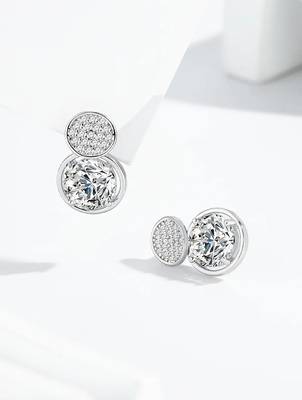 Pure 925 silver double dazzle drops earrings for women 4