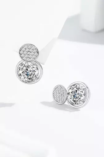 Pure 925 silver double dazzle drops earrings for women