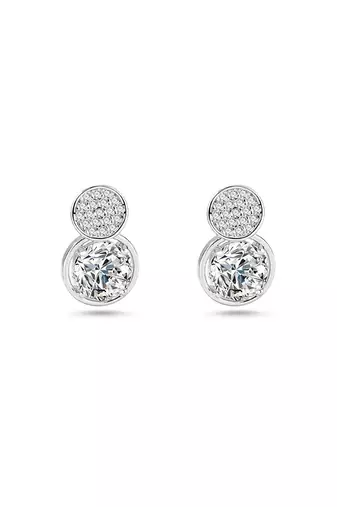 Pure 925 silver double dazzle drops earrings for women