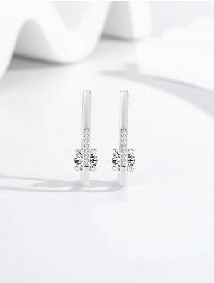 Pure 925 silver nova solitaire hoop earrings for women 1