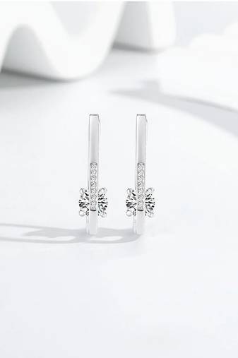 Pure 925 silver nova solitaire hoop earrings for women