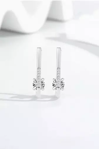 Pure 925 silver nova solitaire hoop earrings for women