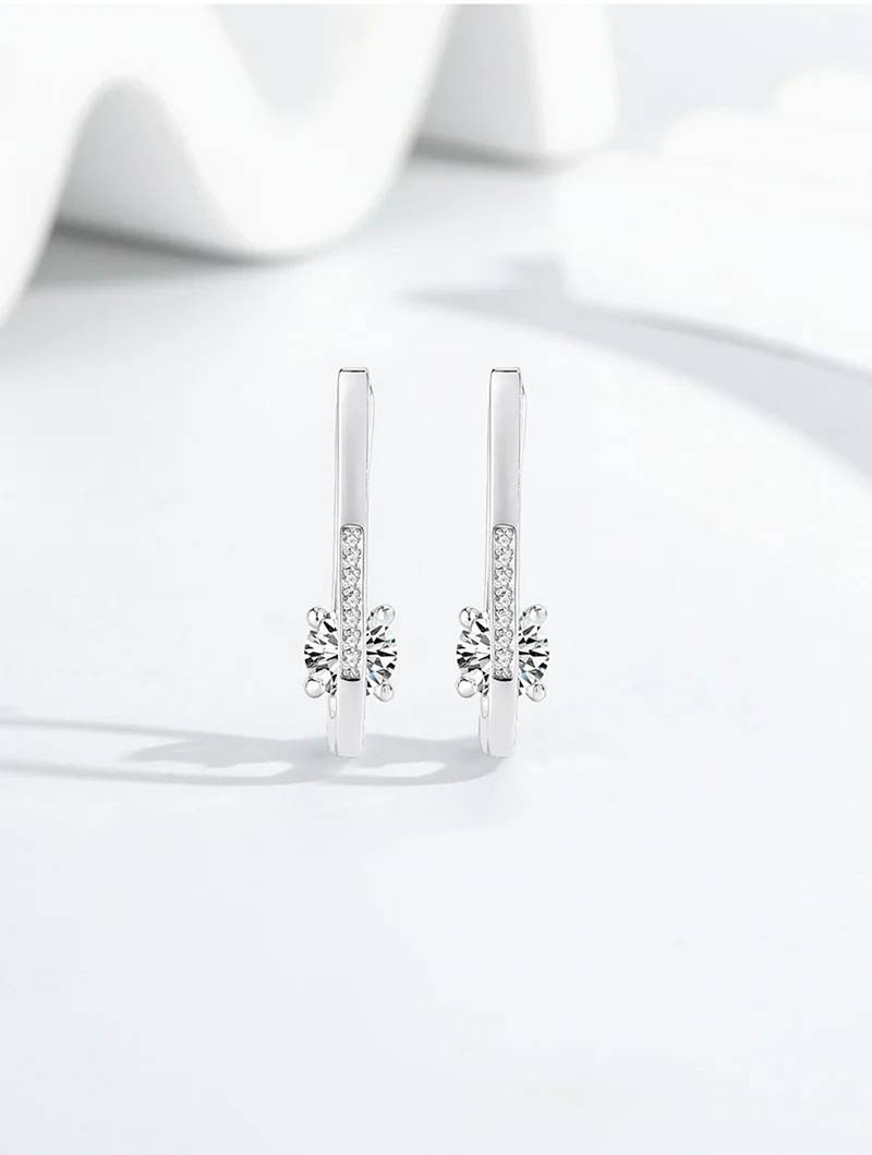Pure 925 silver nova solitaire hoop earrings for women
