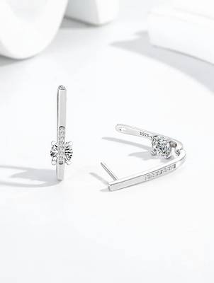 Pure 925 silver nova solitaire hoop earrings for women 2