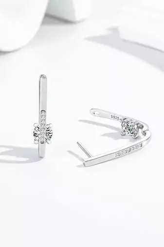 Pure 925 silver nova solitaire hoop earrings for women