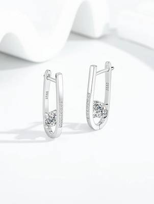 Pure 925 silver nova solitaire hoop earrings for women 3