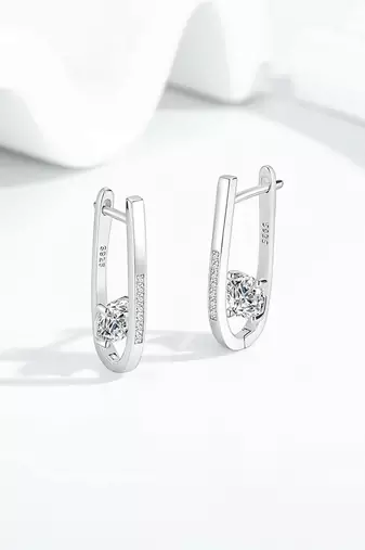 Pure 925 silver nova solitaire hoop earrings for women