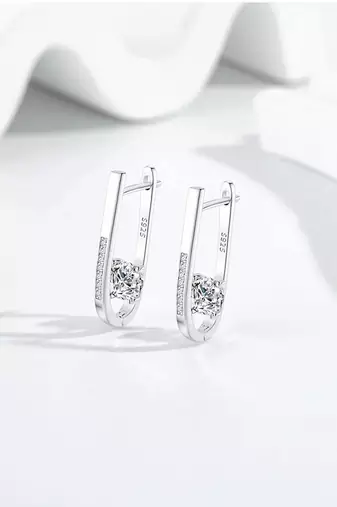 Pure 925 silver nova solitaire hoop earrings for women