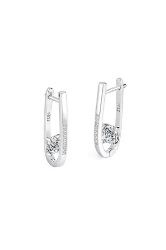 Pure 925 silver nova solitaire hoop earrings for women