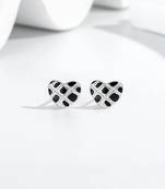 Pure 925 silver black velvet heart stud earrings for women