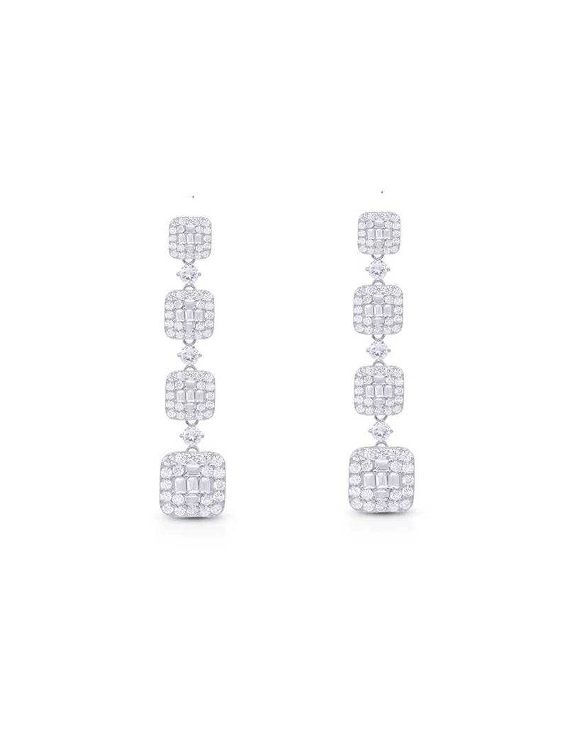 Pure 925 silver hanging box earrings for women