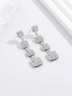 Pure 925 silver hanging box earrings for women 2