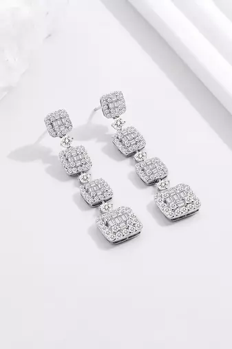 Pure 925 silver hanging box earrings for women