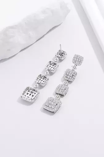 Pure 925 silver hanging box earrings for women