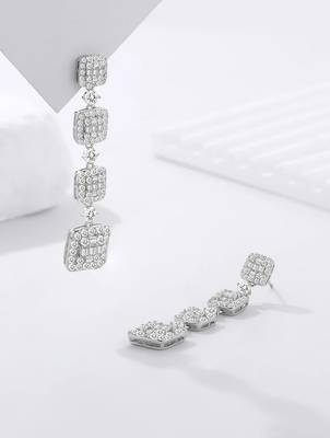 Pure 925 silver hanging box earrings for women 4