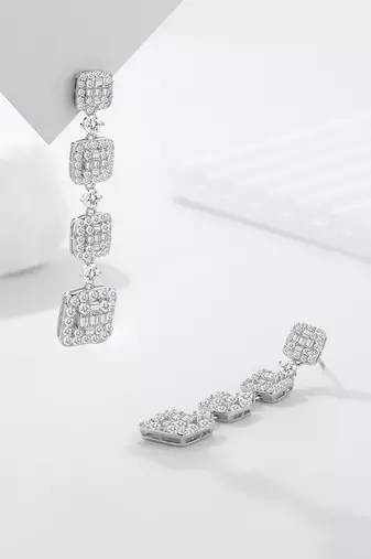Pure 925 silver hanging box earrings for women