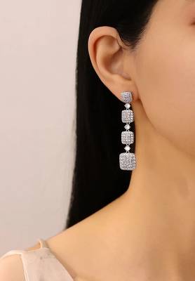 Pure 925 silver hanging box earrings for women 5