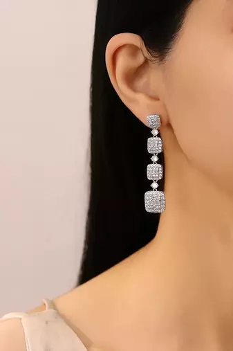 Pure 925 silver hanging box earrings for women