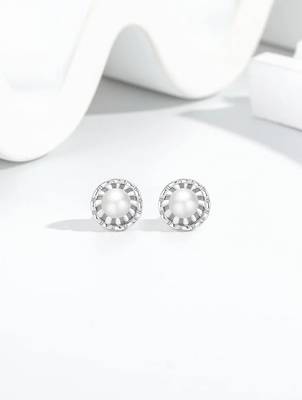 Pure 925 silver classic pearl bloom stud earrings for women 1