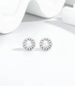 Pure 925 silver classic pearl bloom stud earrings for women