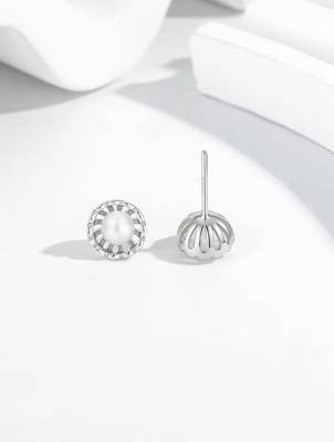 Pure 925 silver classic pearl bloom stud earrings for women 2