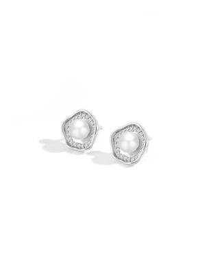 Pure 925 silver celestial pearl halo stud earrings for women 4