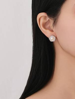 Pure 925 silver celestial pearl halo stud earrings for women 5