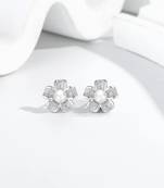 Pure 925 silver flora pearl bloom earrings for women