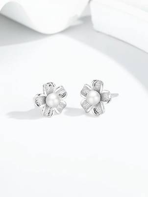 Pure 925 silver flora pearl bloom earrings for women 3