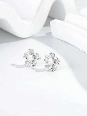 Pure 925 silver flora pearl bloom earrings for women 4