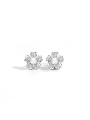 Pure 925 silver flora pearl bloom earrings for women 5