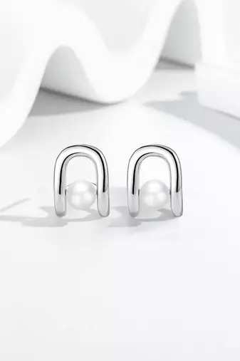 Pure 925 silver luna loop pearl earrings for women