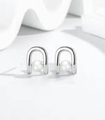 Pure 925 silver luna loop pearl earrings for women